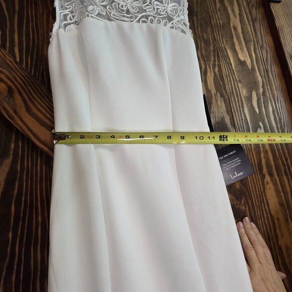 Lulus White Lace-Detail Sleeveless Sheath Wedding Dress XS Elegant Bridal Gown - Picture 10 of 12